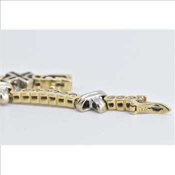 14K 1.22 Ctw Diamond X Scalloped Link Statement Yellow Gold Bracelet 7