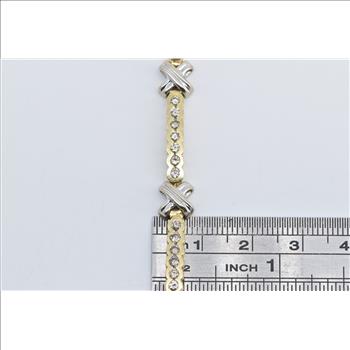 14K 1.22 Ctw Diamond X Scalloped Link Statement Yellow Gold Bracelet 7