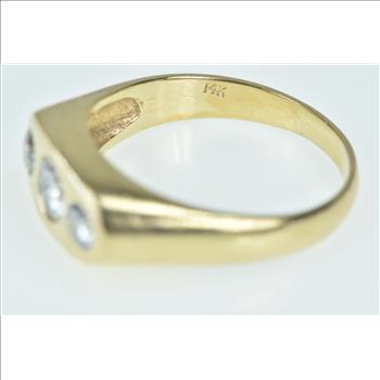 14K 1.22 Ctw Three Stone Diamond Men's Yellow Gold Ring, Size 11.75