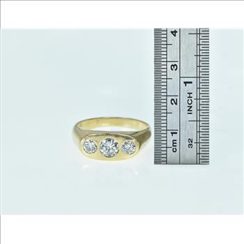 14K 1.22 Ctw Three Stone Diamond Men's Yellow Gold Ring, Size 11.75