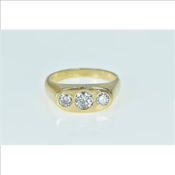 14K 1.22 Ctw Three Stone Diamond Men's Yellow Gold Ring, Size 11.75