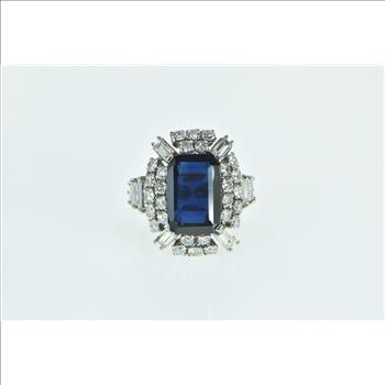 14K 12.23 Ctw Emerald Sapphire Diamond VS-SI White Gold Ring, Size 6.5