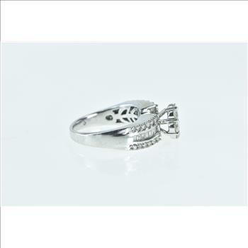 14K 1.25 Ctw Diamond Flower Cluster Engagement White Gold Ring, Size 6.75
