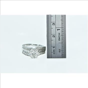 14K 1.25 Ctw Diamond Flower Cluster Engagement White Gold Ring, Size 6.75
