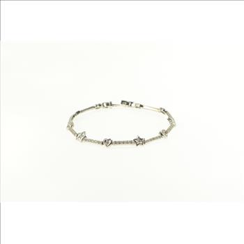 14K 1.25 Ctw Heart Star Diamond Bar Tennis White Gold Bracelet 7