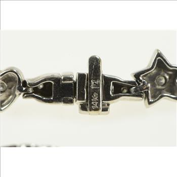 14K 1.25 Ctw Heart Star Diamond Bar Tennis White Gold Bracelet 7
