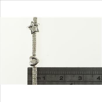 14K 1.25 Ctw Heart Star Diamond Bar Tennis White Gold Bracelet 7