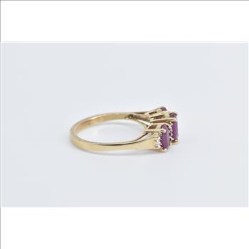 14K 1.25 Ctw Natural Ruby Diamond Statement Yellow Gold Ring, Size 7.25