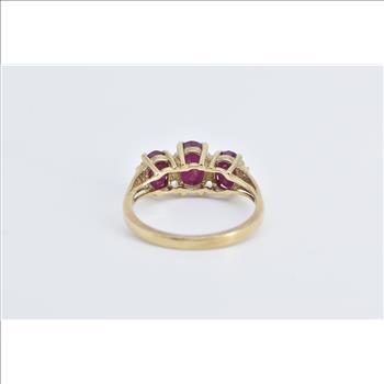 14K 1.25 Ctw Natural Ruby Diamond Statement Yellow Gold Ring, Size 7.25