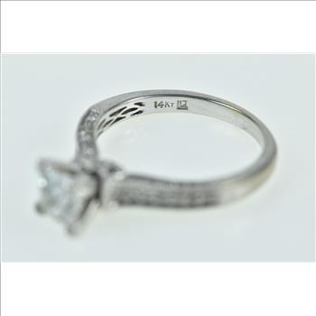 14K 1.25 Ctw Princess Diamond Engagement White Gold Ring, Size 6