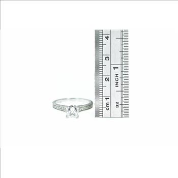 14K 1.25 Ctw Princess Diamond Engagement White Gold Ring, Size 6