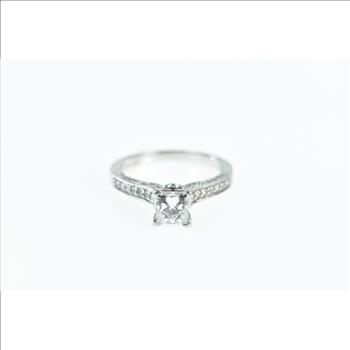 14K 1.25 Ctw Princess Diamond Engagement White Gold Ring, Size 6