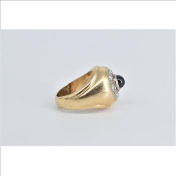 14K 1.25 Ctw Sapphire Diamond Round Vintage Yellow Gold Ring, Size 7.5