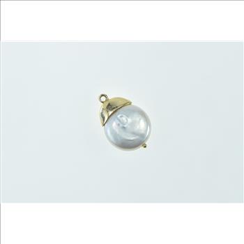 14K 12.5mm Pearl Simple Classic Statement Yellow Gold Charm/Pendant