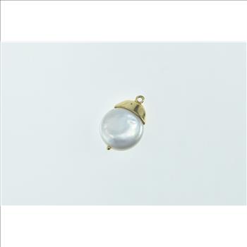 14K 12.5mm Pearl Simple Classic Statement Yellow Gold Charm/Pendant