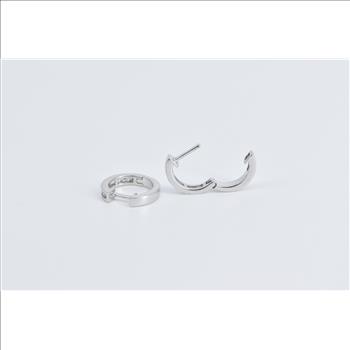 14K 12.9mm Diamond Classic Huggies Hoop Fashion White Gold Earrings