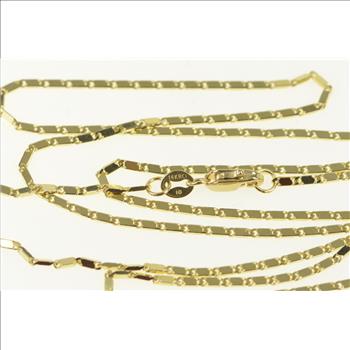14K 1.2mm Flat Link Pressed Chain Vintage Yellow Gold Necklace 19.75
