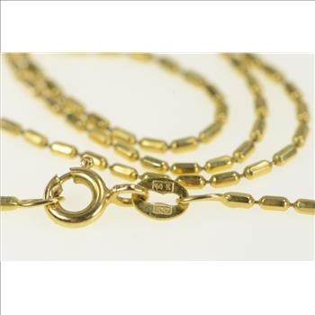 14K 1.2mm Round Bar Link Chain Simple Vintage Yellow Gold Necklace 20.25