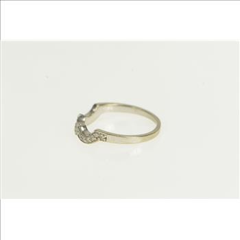 14K 1/3 Ctw Diamond Scalloped Wedding Band White Gold Ring, Size 6.5
