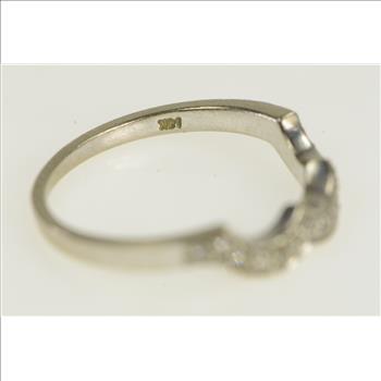 14K 1/3 Ctw Diamond Scalloped Wedding Band White Gold Ring, Size 6.5
