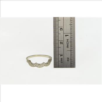 14K 1/3 Ctw Diamond Scalloped Wedding Band White Gold Ring, Size 6.5