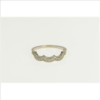 14K 1/3 Ctw Diamond Scalloped Wedding Band White Gold Ring, Size 6.5