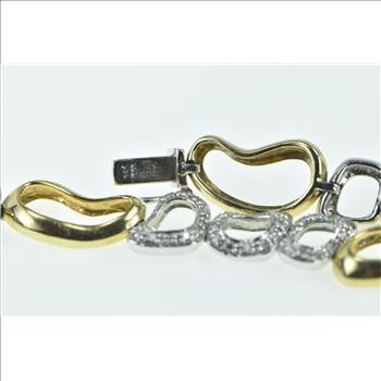 14K 1.30 Ct Philip Press Two Tone Diamond Nugget Yellow Gold Bracelet 6.5