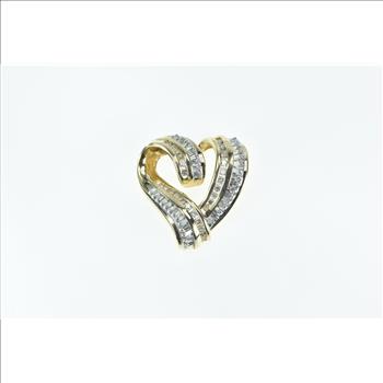 14K 1.30 Ctw Diamond Heart Loop Love Symbol Yellow Gold Pendant