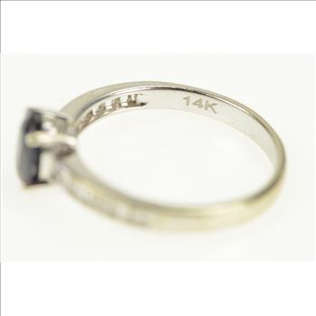 14K 1.30 Ctw Effy Sapphire Diamond Engagement White Gold Ring, Size 7