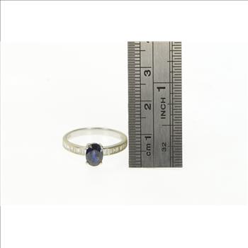 14K 1.30 Ctw Effy Sapphire Diamond Engagement White Gold Ring, Size 7