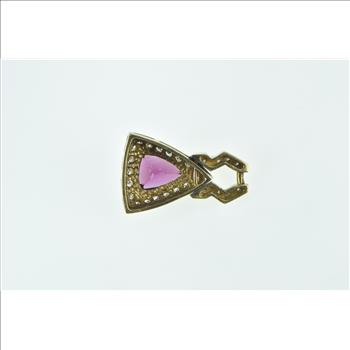 14K 1.30 Trillion Purple Tourmaline Diamond Ornate Yellow Gold Pendant
