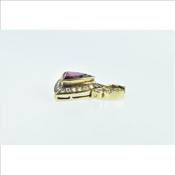 14K 1.30 Trillion Purple Tourmaline Diamond Ornate Yellow Gold Pendant