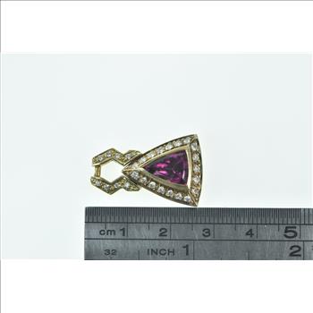 14K 1.30 Trillion Purple Tourmaline Diamond Ornate Yellow Gold Pendant