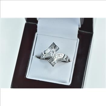 14K 1.34 Ctw Marquise Diamond Engagement White Gold Ring, Size 7.5