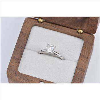 14K 1.35 Ct Diamond Solitaire Classic Engagement White Gold Ring, Size 6.5