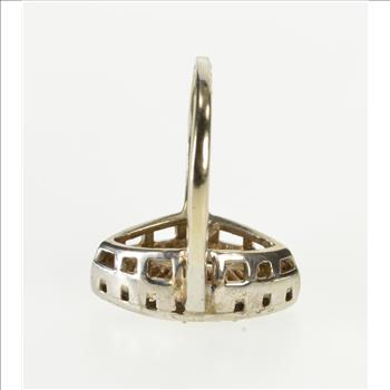 14K 1.35 Ctw Diamond Ornate Pointed Oval Engagement White Gold Ring, Size 7