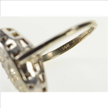 14K 1.35 Ctw Diamond Ornate Pointed Oval Engagement White Gold Ring, Size 7