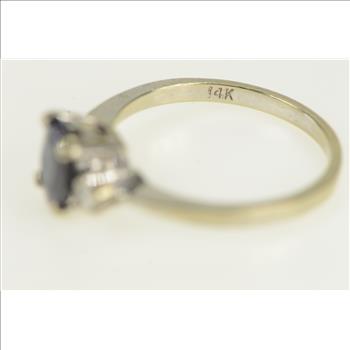 14K 1.35 Ctw Natural Sapphire Diamond Engagement White Gold Ring, Size 7