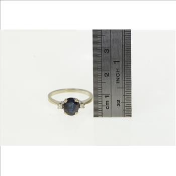 14K 1.35 Ctw Natural Sapphire Diamond Engagement White Gold Ring, Size 7