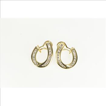 14K 1.36 Ctw Diamond Curved Loop Statement Yellow Gold Earrings