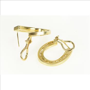 14K 1.36 Ctw Diamond Curved Loop Statement Yellow Gold Earrings