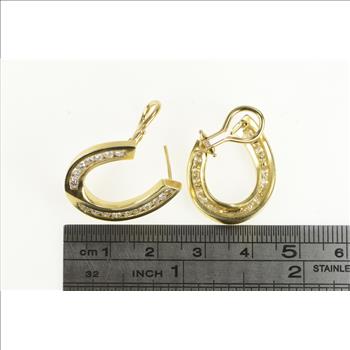 14K 1.36 Ctw Diamond Curved Loop Statement Yellow Gold Earrings