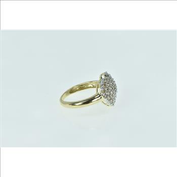 14K 1.38 Ctw Diamond Pave Domed Heart Love Yellow Gold Ring, Size 6.25