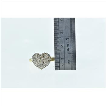 14K 1.38 Ctw Diamond Pave Domed Heart Love Yellow Gold Ring, Size 6.25