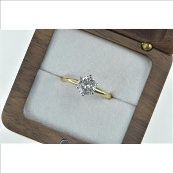 14K 1.39 Ct Diamond Solitaire Classic Engagement Yellow Gold Ring, Size 7.25