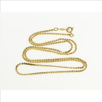 14K 1.3mm Serpentine Link Pressed Fancy Chain Yellow Gold Necklace 15.25