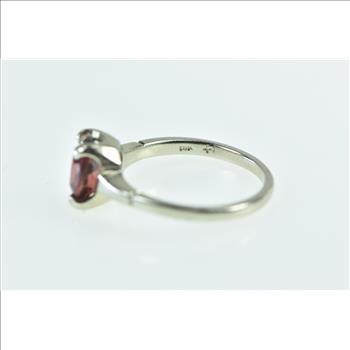 14K 1.40 Ct Garnet Solitaire Vintage Statement White Gold Ring, Size 5.25