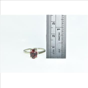 14K 1.40 Ct Garnet Solitaire Vintage Statement White Gold Ring, Size 5.25