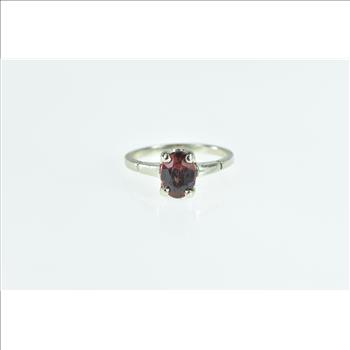 14K 1.40 Ct Garnet Solitaire Vintage Statement White Gold Ring, Size 5.25