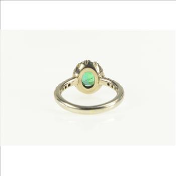 14K 1.43 Ctw Emerald Diamond Halo Engagement White Gold Ring, Size 5.25